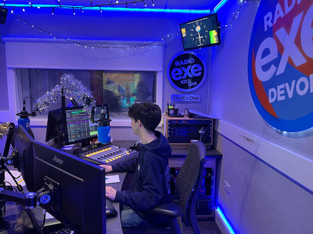 Sat inside Studio 1 at Radio Exe, Exeter Sat inside Studio 1 at Radio Exe, Exeter
